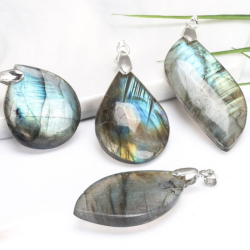 Natural Crystal Gemstone ~ Enriched Labradorite Moonstone Pendant ~ for "Healing, Growth and Meditation"