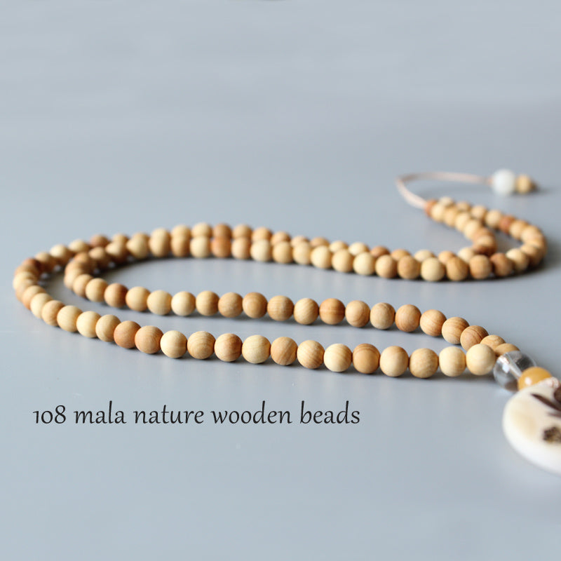 Buddhist Handcrafted Nature Sandalwood Necklace for "Harmony & Focus" (made with Organic Tree Tagua Nut)