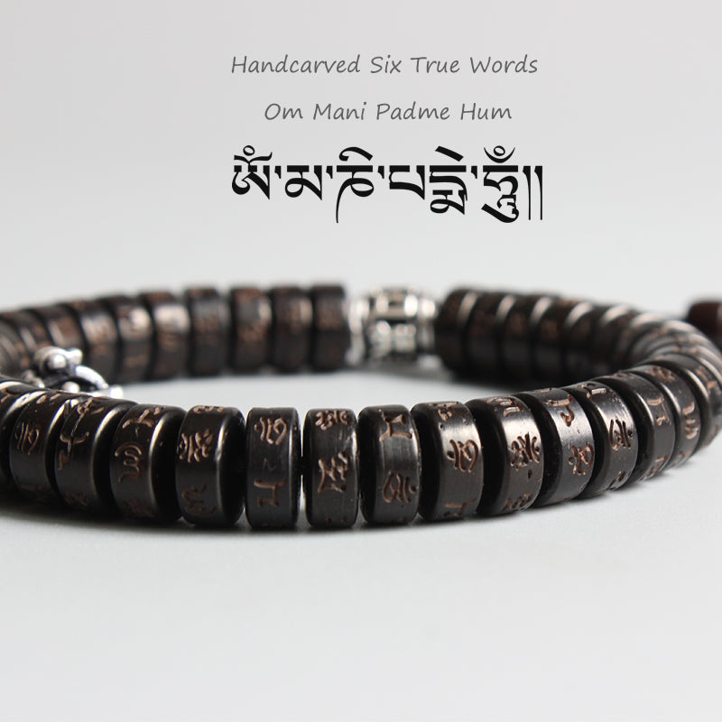 Buddhist Handcrafted Nature Sandalwood Bracelet for "Calmness & Tranquility" (made with Vajra Blessed Charm & Organic Coconut Beads)