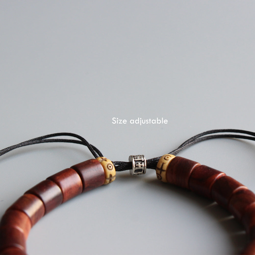 Buddhist Handcrafted Nature Sandalwood Bracelet for "Charisma" (made with Om Mani Padme Hum Amulet)