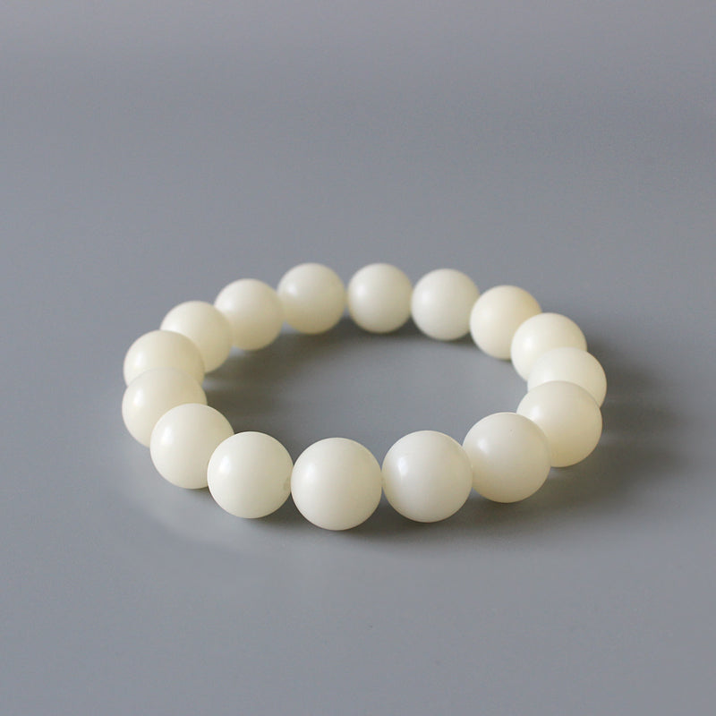 Buddhist Handcrafted Nature Sandalwood Bracelet for "Purity" (made with Organic White Ivory Seeds)