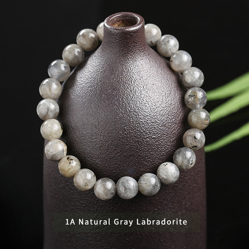 Natural Crystal Gemstone ~ Spectrolite Labradorite Bracelet & Grey Moonstone ~ for "Healing and All Attraction"