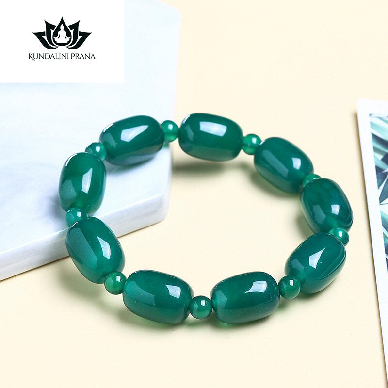 Natural Crystal Gemstone ~ Green Peacock Ore & Agates Bracelet ~ for "Happiness and Acceptance"