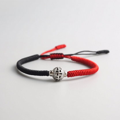 Handmade Tibetan Blessed Knots for "Willpower & Confidence" with Buddhist Prayer Ball