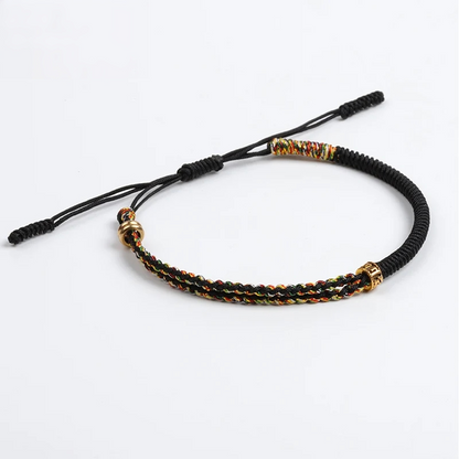 Handmade Tibetan Blessed Gradient Braided Thread for "Divine Protection & Energy Flow" – Featuring Gold Tibetan Amulet Charm