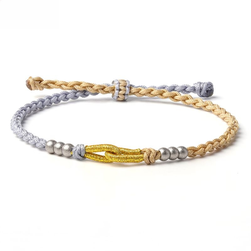 Handmade Tibetan Blessed Knots for "Good Luck" – 6 Spiritual Stainless Beads Stretch Bracelet