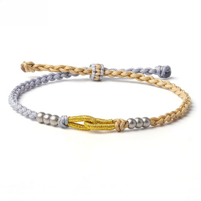 Handmade Tibetan Blessed Knots for "Good Luck" – 6 Spiritual Stainless Beads Stretch Bracelet