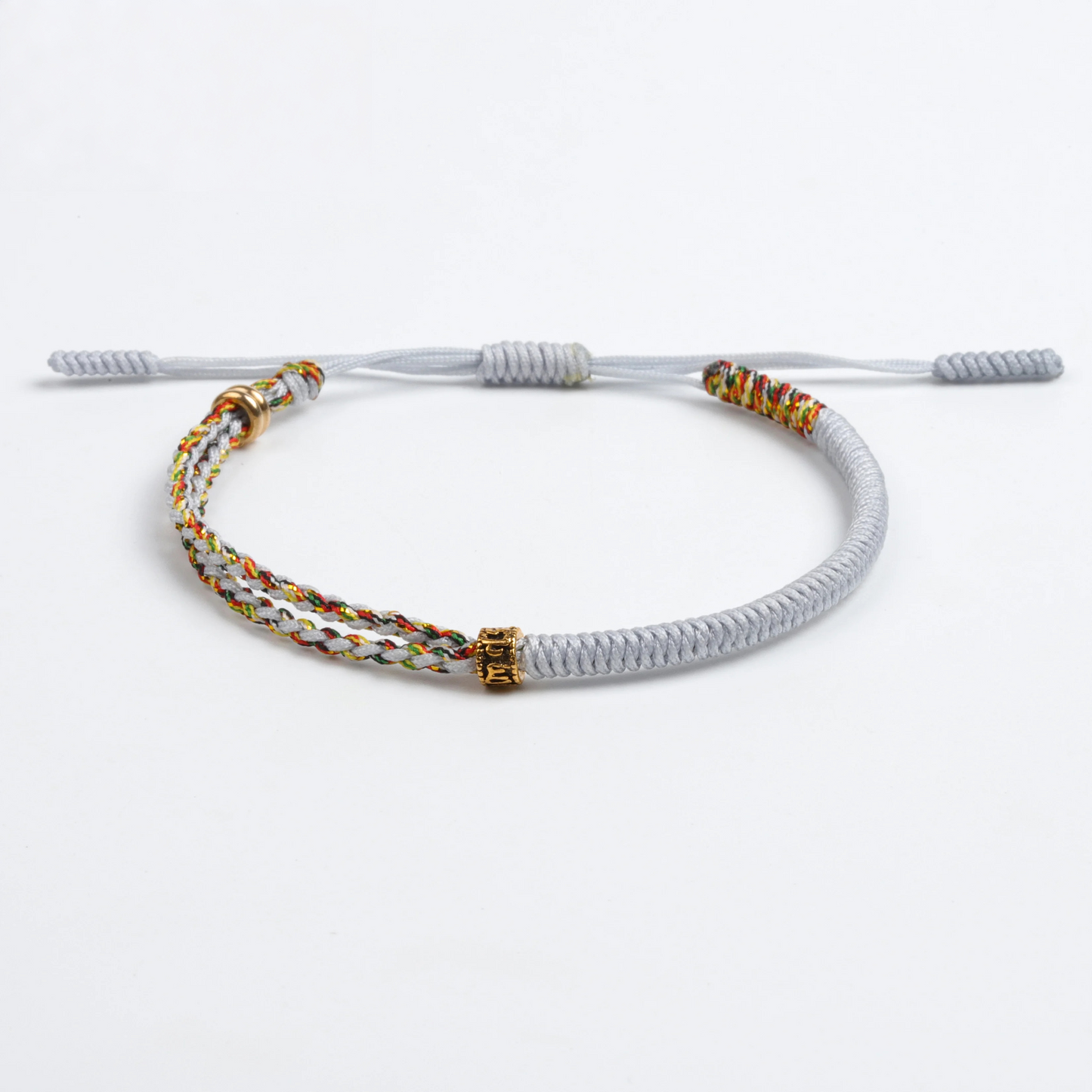 Handmade Tibetan Blessed Gradient Braided Thread for "Divine Protection & Energy Flow" – Featuring Gold Tibetan Amulet Charm