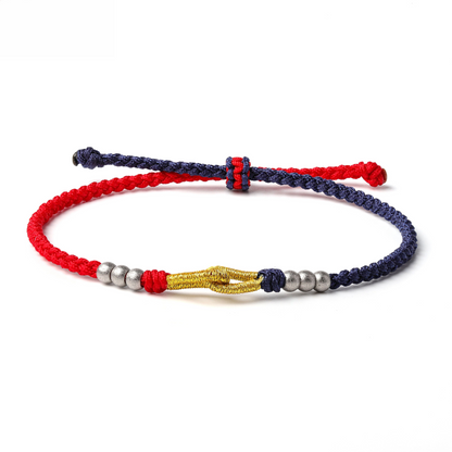 Handmade Tibetan Blessed Knots for "Good Luck" – 6 Spiritual Stainless Beads Stretch Bracelet