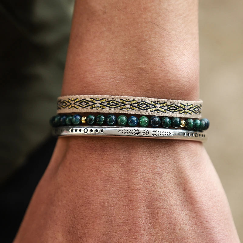 Tibetan Steel & Handcarved Spirit Bracelet for “Strong Energy & Leadership" 