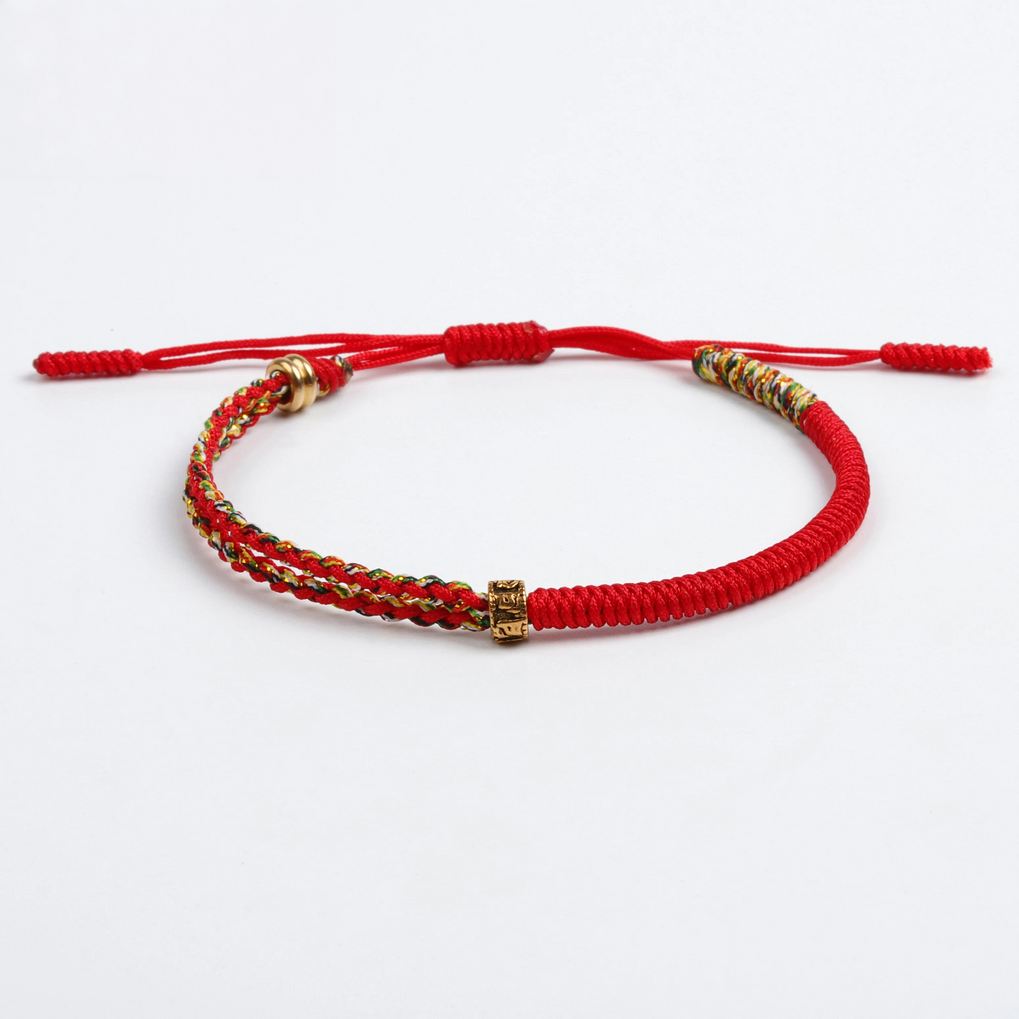 Handmade Tibetan Blessed Gradient Braided Thread for "Divine Protection & Energy Flow" – Featuring Gold Tibetan Amulet Charm