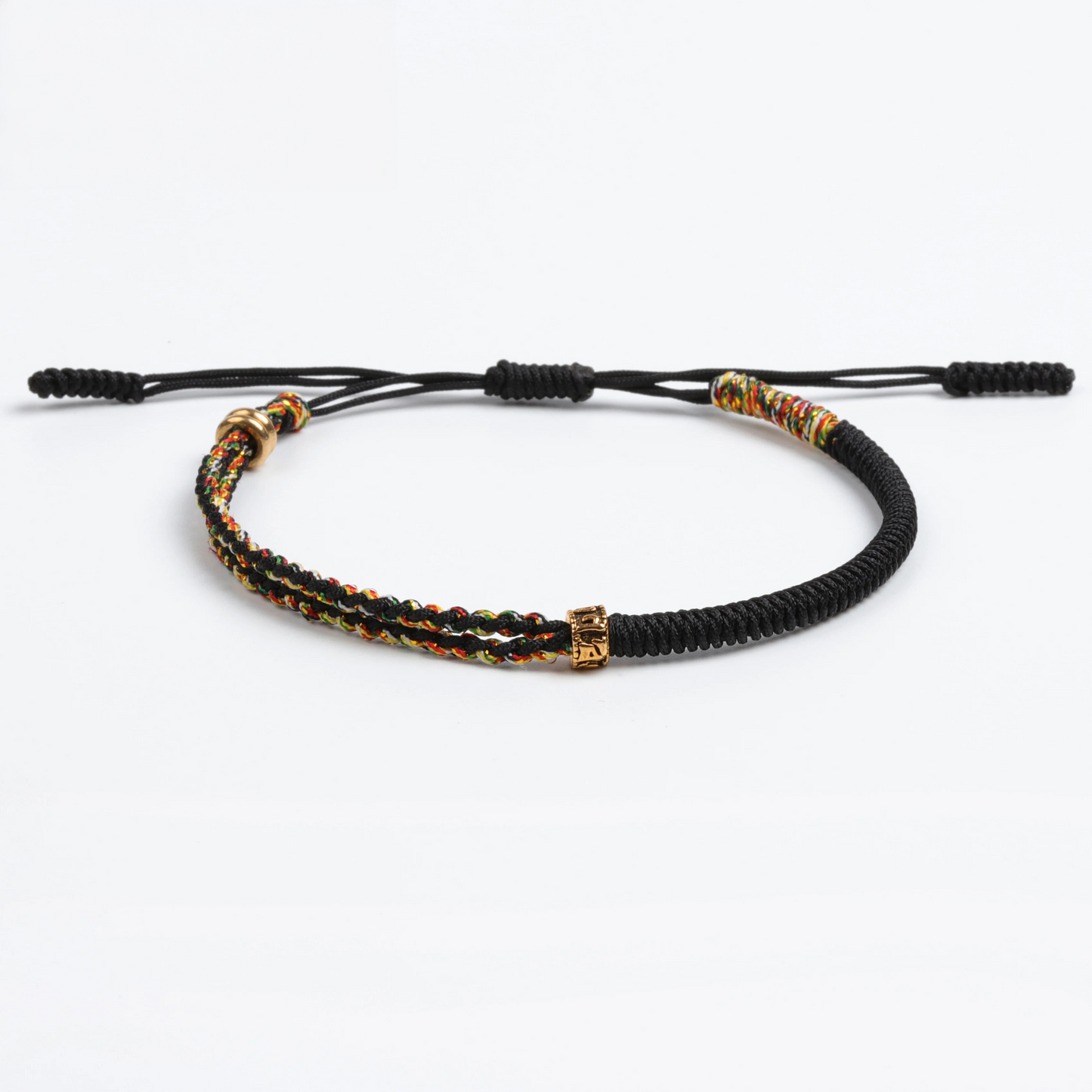 Handmade Tibetan Blessed Gradient Braided Thread for "Divine Protection & Energy Flow" – Featuring Gold Tibetan Amulet Charm