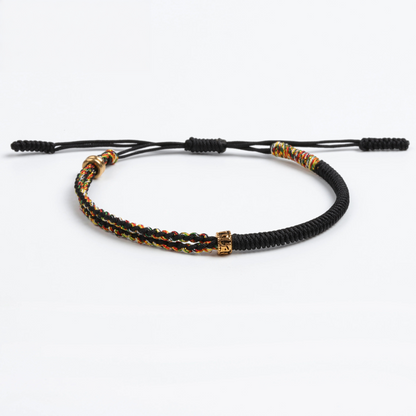 Handmade Tibetan Blessed Gradient Braided Thread for "Divine Protection & Energy Flow" – Featuring Gold Tibetan Amulet Charm