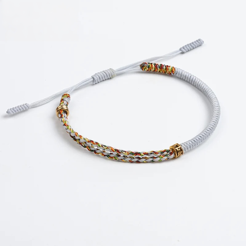Handmade Tibetan Blessed Gradient Braided Thread for "Divine Protection & Energy Flow" – Featuring Gold Tibetan Amulet Charm