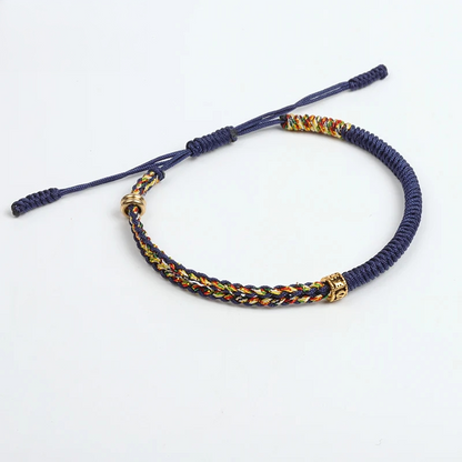 Handmade Tibetan Blessed Gradient Braided Thread for "Divine Protection & Energy Flow" – Featuring Gold Tibetan Amulet Charm