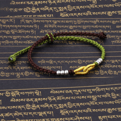 Handmade Tibetan Blessed Knots for "Good Luck" – 6 Spiritual Stainless Beads Stretch Bracelet