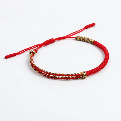 Handmade Tibetan Blessed Gradient Braided Thread for "Divine Protection & Energy Flow" – Featuring Gold Tibetan Amulet Charm