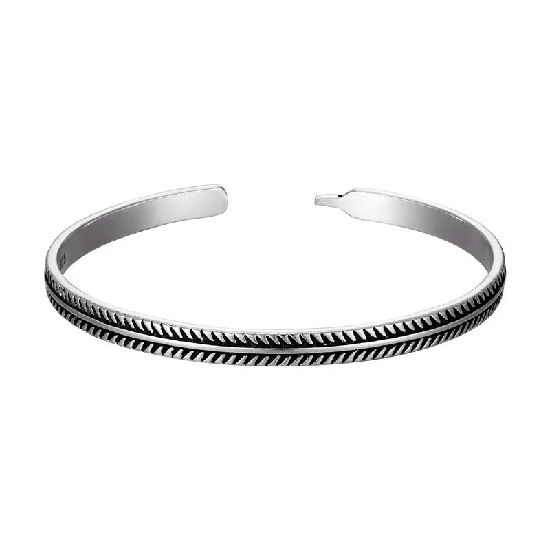 Handmade Braided Yellow Cotton Rope Simple Rope Knot Vintage Tibetan Silver C-Bangle Sets Sport Daily Bracelet For Men and Women
