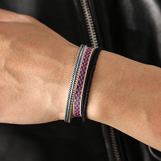 Tibetan Steel & Handmade Spirit Bracelet for "Rebirth & Reinvention" (Boho Tassel)
