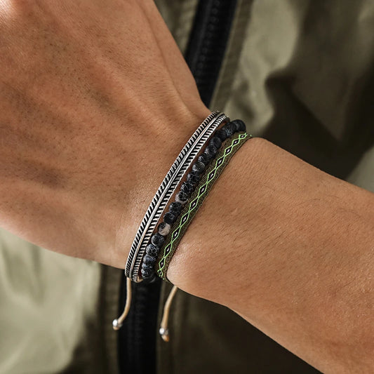 Tibetan Steel & Handmade Spirit Bracelet for "Joy & Lightheartedness" 
