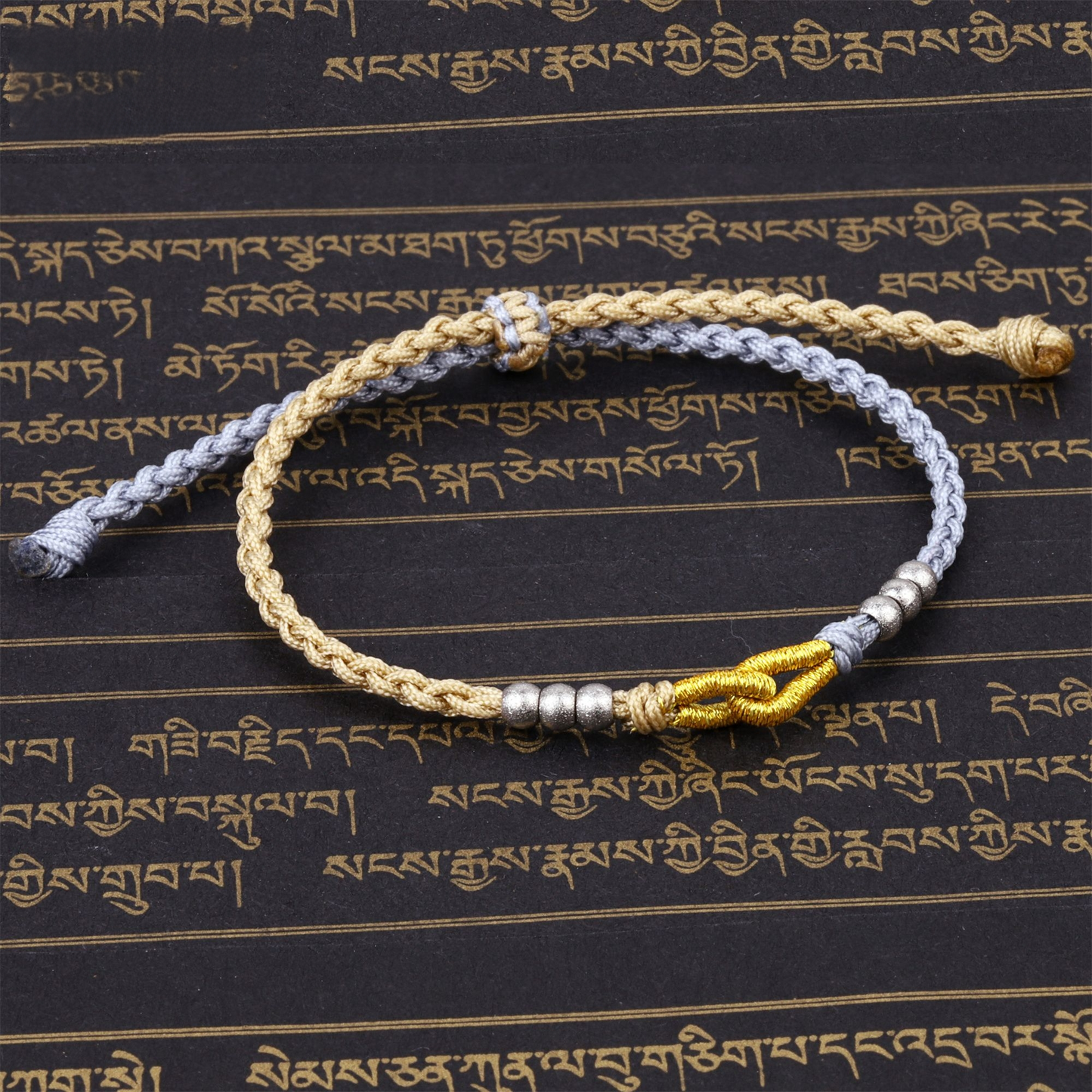 Handmade Tibetan Blessed Knots for "Good Luck" – 6 Spiritual Stainless Beads Stretch Bracelet