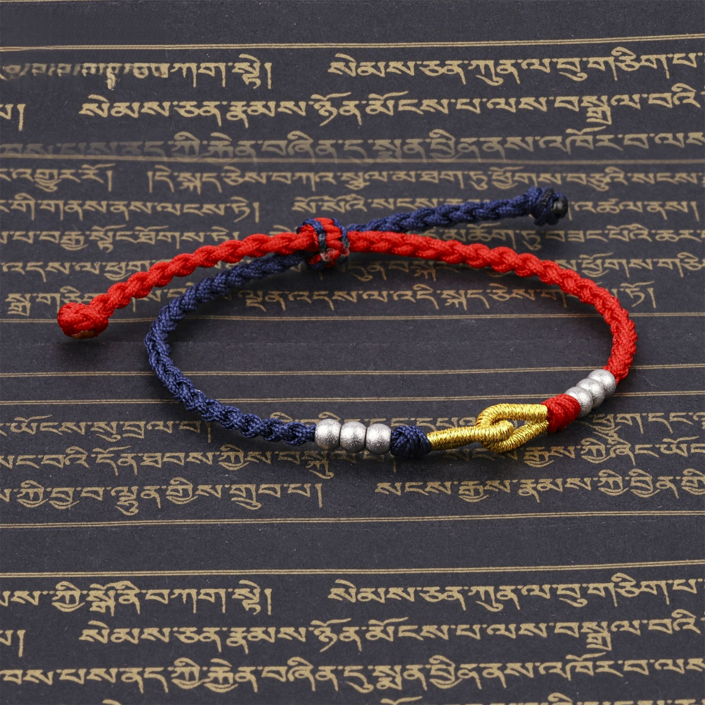 Handmade Tibetan Blessed Knots for "Good Luck" – 6 Spiritual Stainless Beads Stretch Bracelet