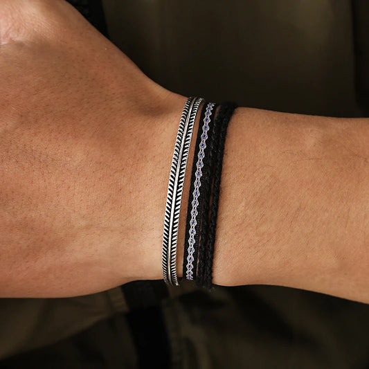 Tibetan Steel & Handmade Spirit Bracelet for Safe Travels & New Beginnings 