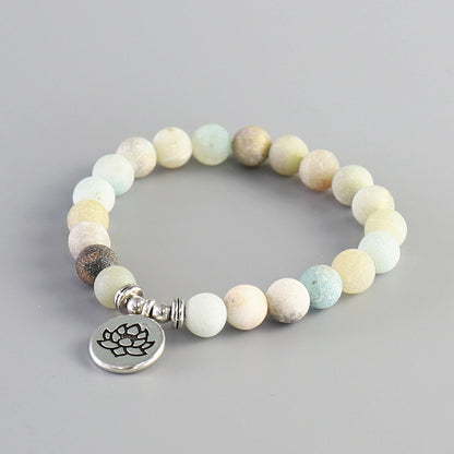 Buddhist Handcrafted Nature Sandalwood Bracelet for "Purity & stillness of the body, speech, & mind" - Made of Amazonite Blessed Beads