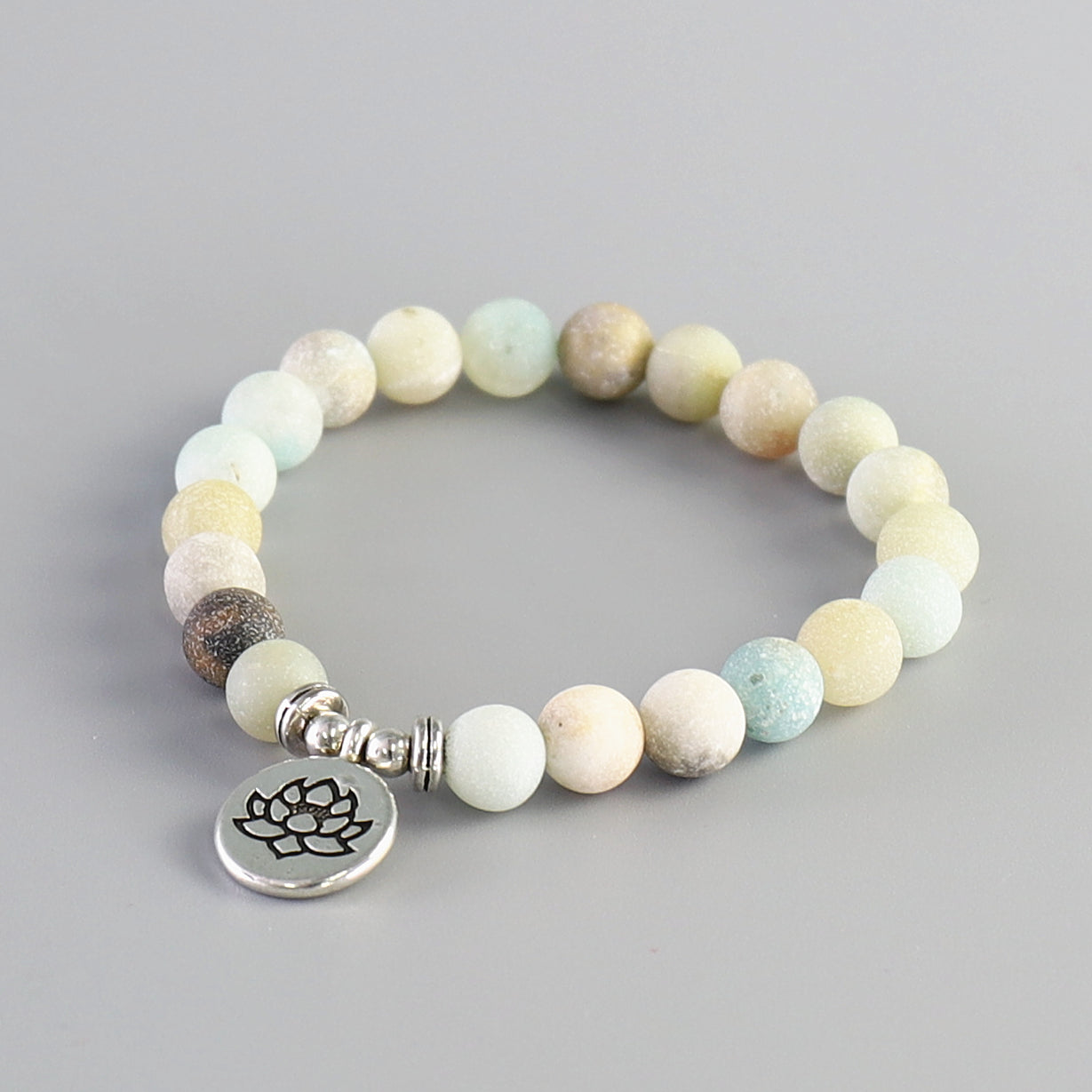 Buddhist Handcrafted Nature Sandalwood Bracelet for "Purity & stillness of the body, speech, & mind" - Made of Amazonite Blessed Beads
