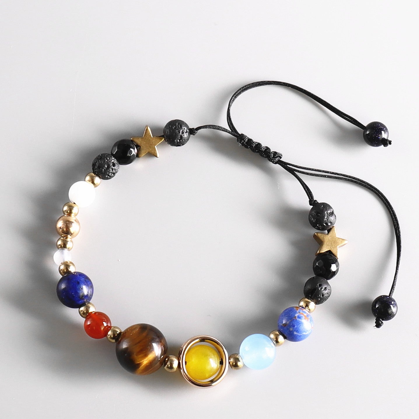 Buddhist Handcrafted Nature Sandalwood Bracelet for "Genuinity & Urgency" - 8 Planets Solar System (Made From Ocean Shell Beads