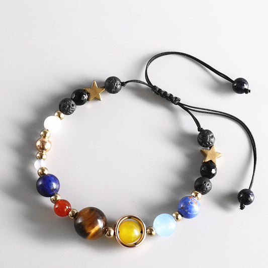 Buddhist Handcrafted Nature Sandalwood Bracelet for "Genuinity & Urgency" - 8 Planets Solar System (Made From Ocean Shell Beads