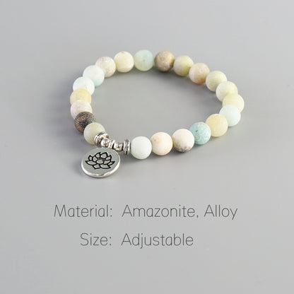 Buddhist Handcrafted Nature Sandalwood Bracelet for "Purity & stillness of the body, speech, & mind" - Made of Amazonite Blessed Beads