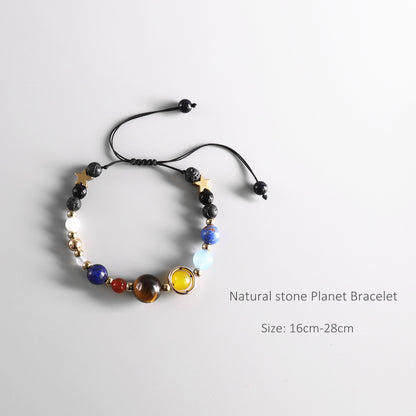 Buddhist Handcrafted Nature Sandalwood Bracelet for "Genuinity & Urgency" - 8 Planets Solar System (Made From Ocean Shell Beads