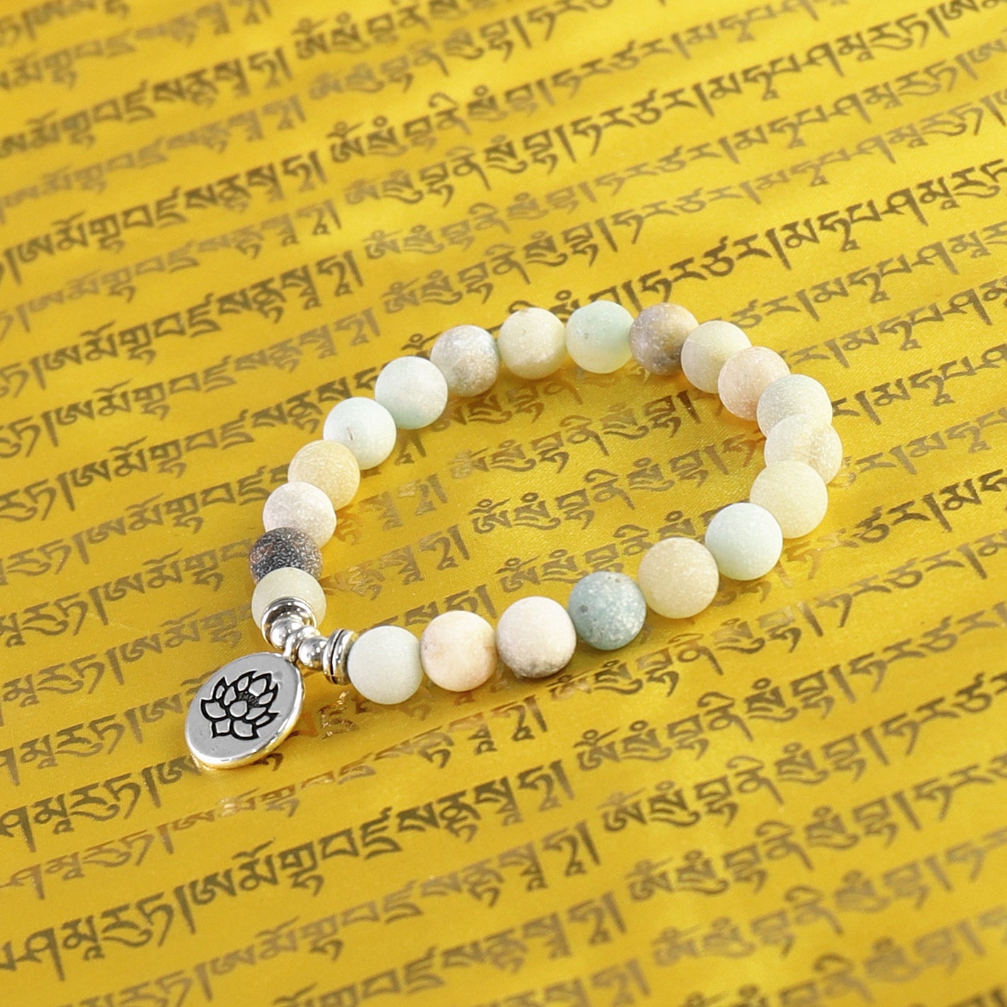 Buddhist Handcrafted Nature Sandalwood Bracelet for "Purity & stillness of the body, speech, & mind" - Made of Amazonite Blessed Beads