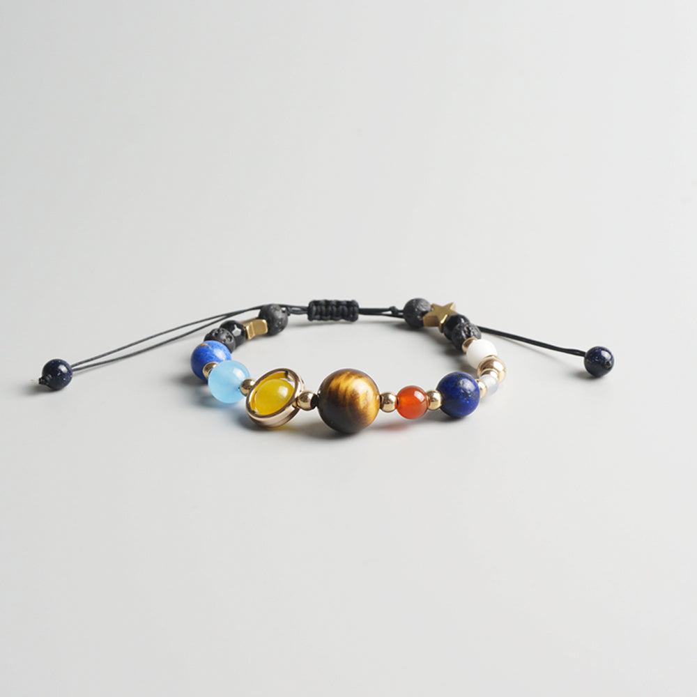 Buddhist Handcrafted Nature Sandalwood Bracelet for "Genuinity & Urgency" - 8 Planets Solar System (Made From Ocean Shell Beads