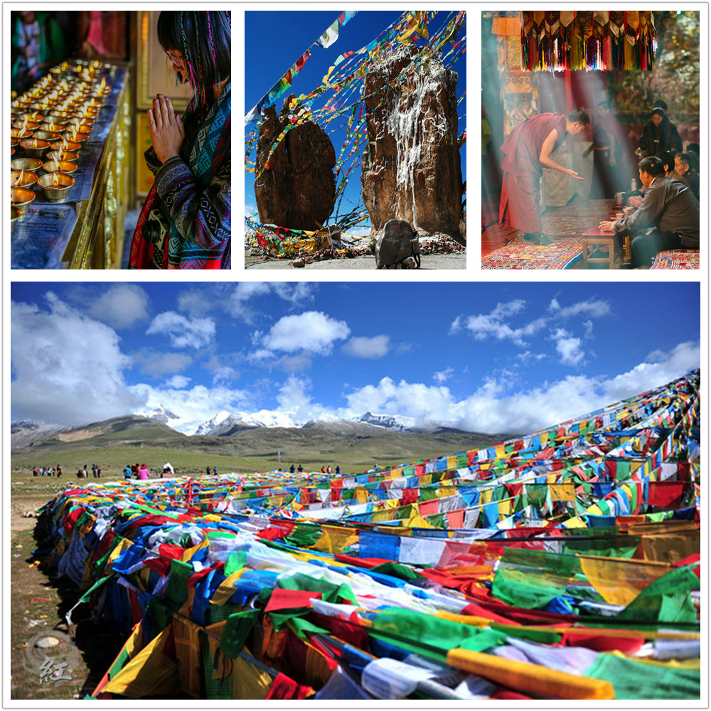 Handmade Tibetan Blessed Lucky Amulet - Mixed Blue Yellow Mandalas
