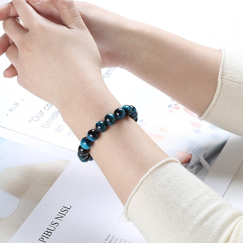 Natural Crystal Gemstone ~ Essence Blue Tiger Eye Bracelet ~ for "Protection, Memory and Strength"