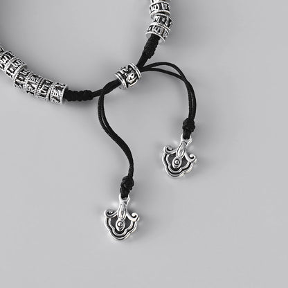 Buddhist Handcrafted Nature Sandalwood Amulet Bracelet for "Love & Authenticity" - 6 True Words Mantra made of Antiqued Natural Metal Alloy