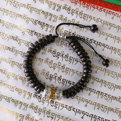 Buddhist Handcrafted Nature Sandalwood Bracelet for "Health & Prosperity" (made with Blessed Vajra Copper Bell & Natural Precious Granites)