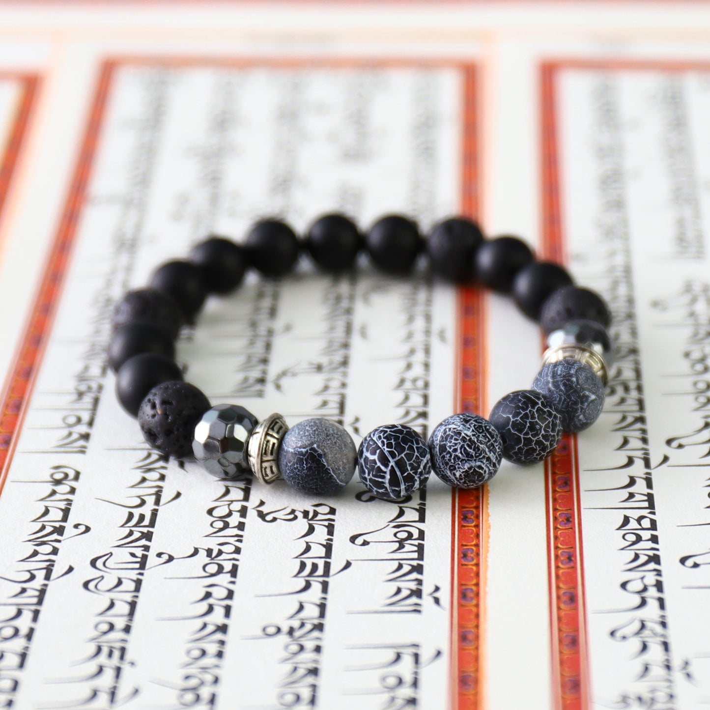 Buddhist Handcrafted Nature Sandalwood Bracelet for "Dependability & Reliability" -  Tibetan Vintage Obsidian Beads