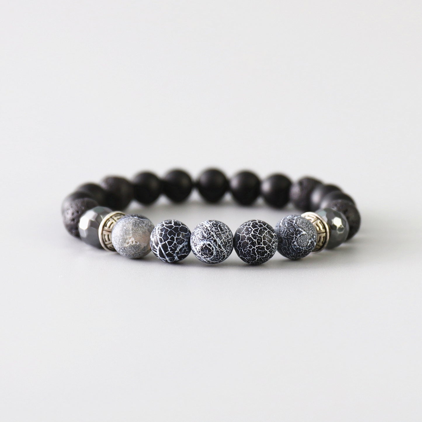 Buddhist Handcrafted Nature Sandalwood Bracelet for "Dependability & Reliability" -  Tibetan Vintage Obsidian Beads