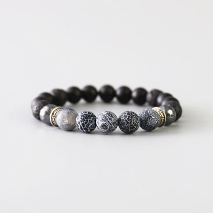 Buddhist Handcrafted Nature Sandalwood Bracelet for "Dependability & Reliability" -  Tibetan Vintage Obsidian Beads