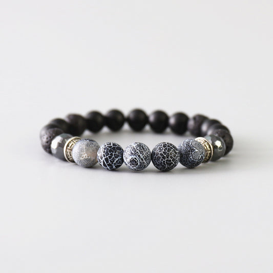 Buddhist Handcrafted Nature Sandalwood Bracelet for "Dependability & Reliability" -  Tibetan Vintage Obsidian Beads