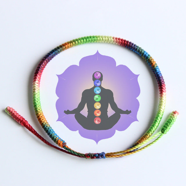 Handmade Tibetan Blessed Knots for "7 Healing Chakras" (for protection & meditation)