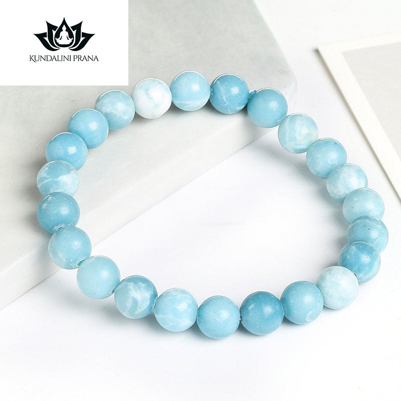 Natural Crystal Gemstone ~ Atlantis Front-blue Ice Larimar Bracelet ~ for "Clarity, Strength and Calm/Relaxed like Water"