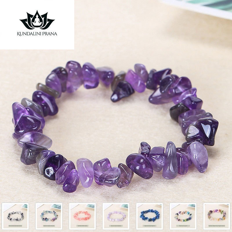 Natural Crystal Gemstone ~ Nature Amethyst & Pure Quartz Bracelet ~ for "All Healing and Protection"