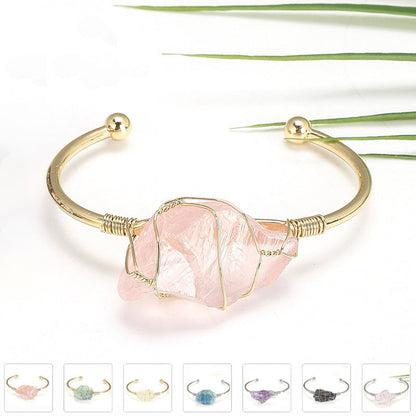 Natural Crystal Gemstone ~ Color Defined Clear Quartz Bracelet ~ for "Healing, Growth and Protection"