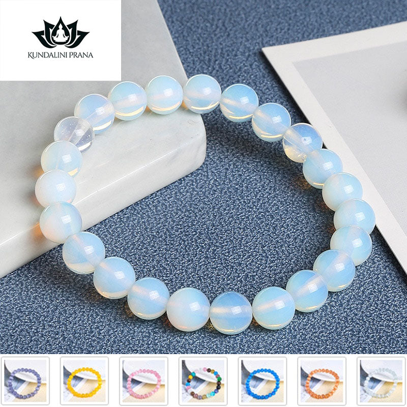 Buy Shiv gems stone company Natural Rainbow Moonstone Bracelet 8 mm Crystal  Stone Bracelet Round Shape for Reiki Healing and Crystal Healing Stones  (Color : off White) Online at Best Prices in