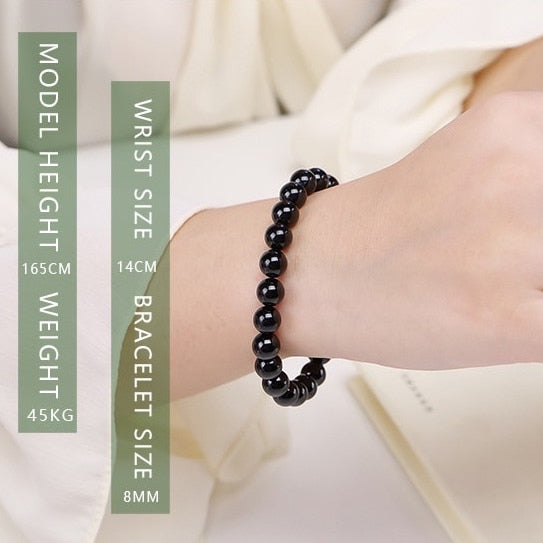 Natural Crystal Gemstone ~ 7A Midnight Tourmaline Bracelet ~ for "Protection, Stability and Grounding"