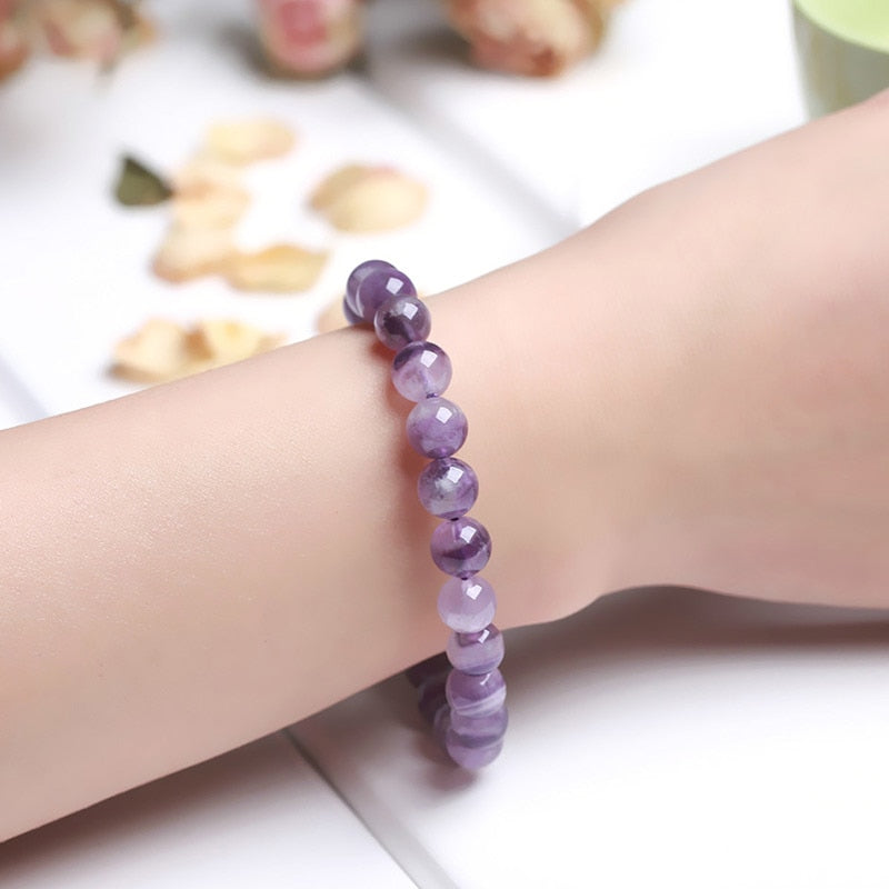 Natural Crystal Gemstone ~ Dream Lace Amethyst Bracelet ~ for "Manifestation, Creativity and Protection"